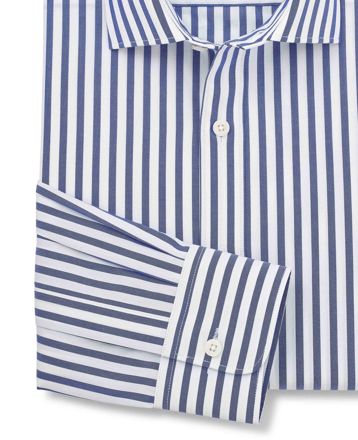 Blue Stripe Cotton Poplin Slim Fit Formal Shirt - Single Cuff