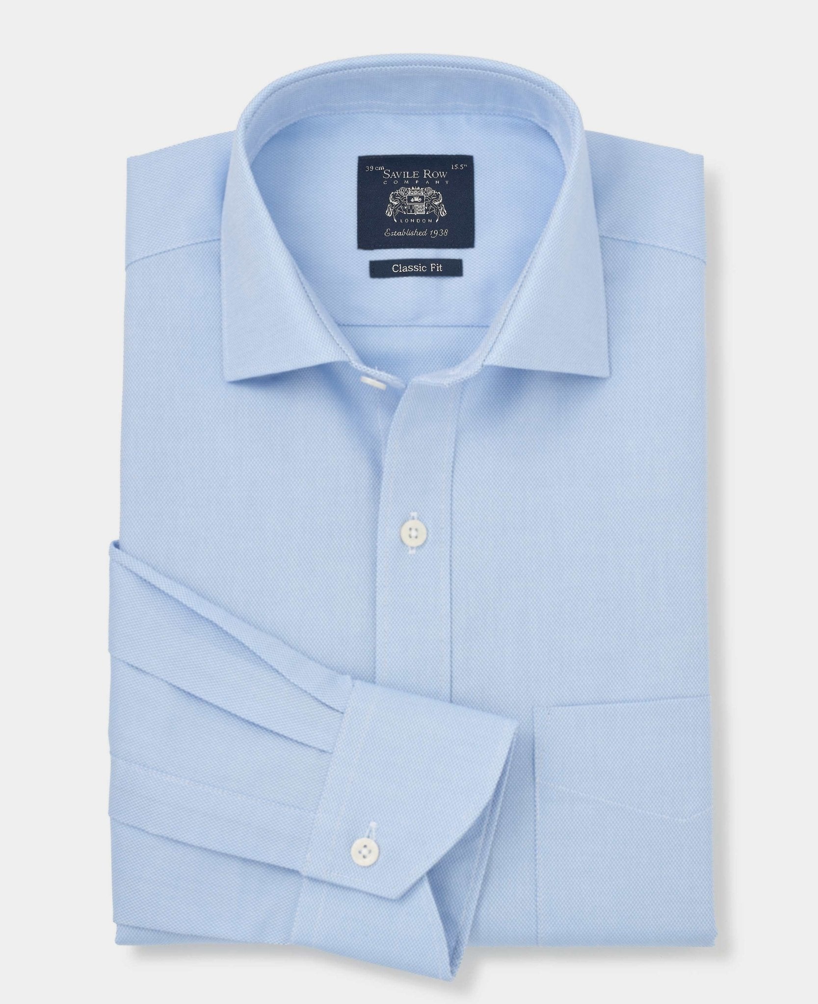 Men's Blue Textured Cotton Classic Fit Formal Shirt With Single