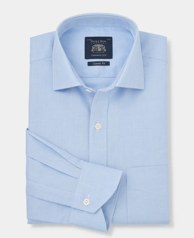 Men's Blue Textured Cotton Classic Fit Formal Shirt folded