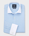 Blue Textured Cotton Puppytooth Slim Fit Winchester Formal Shirt - Double Cuff