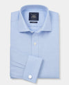 Blue Textured Cotton Slim Fit Formal Shirt - Double Cuff