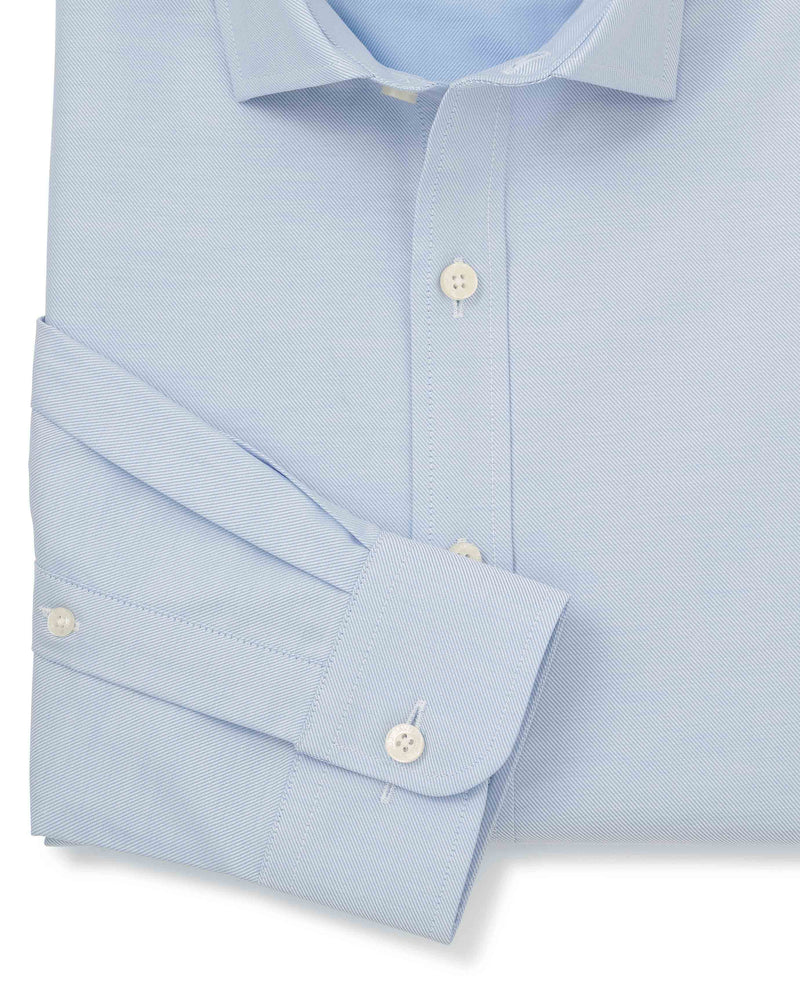 Blue Twill Slim Fit Smart Casual Shirt - Single Cuff