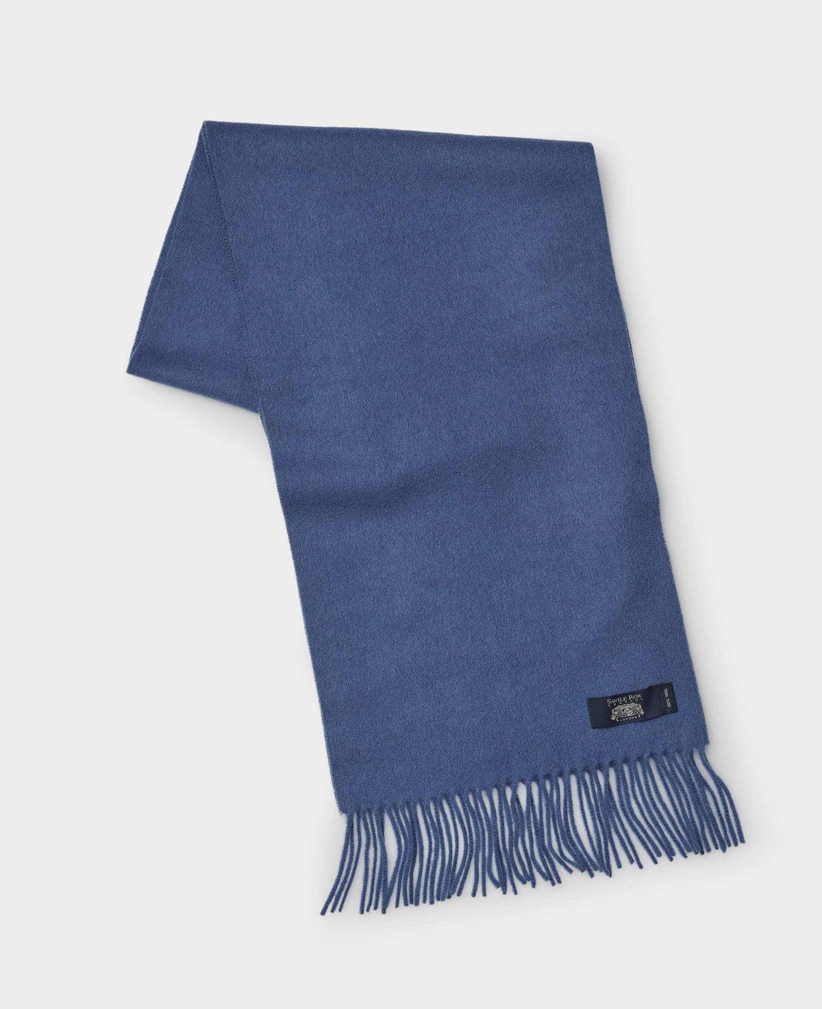Blue Virgin Wool Fringed Scarf