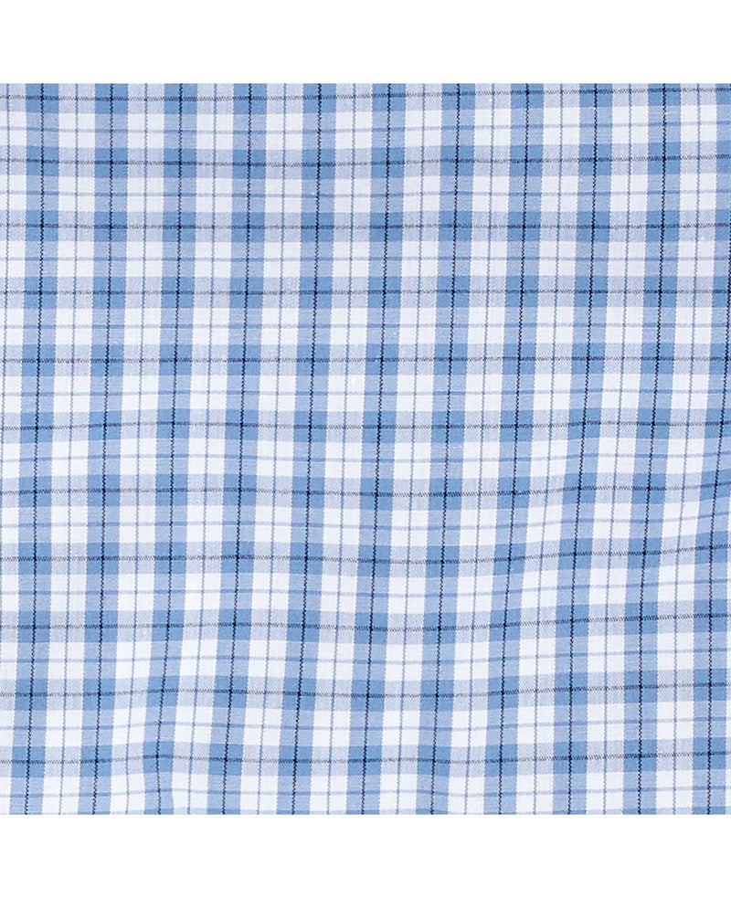 Blue White Check Cotton Lounge Pants - Fabric Detail - MLP1042BLU