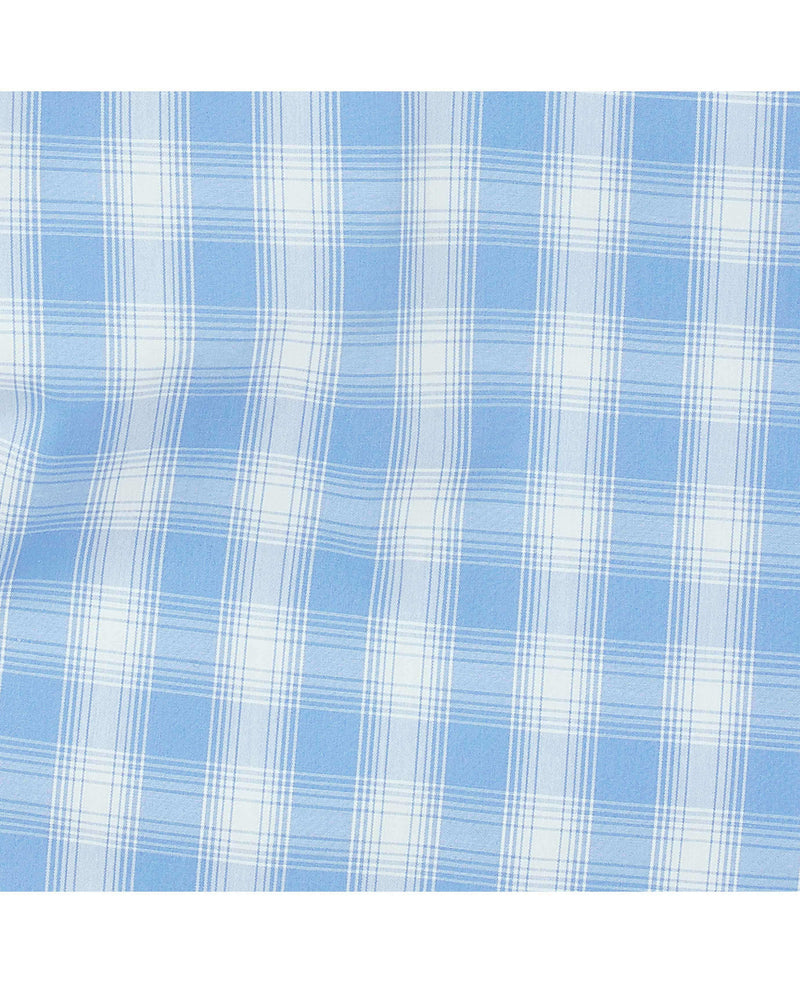 Blue White Check Cotton Lounge Pants - Fabric Detail - MLP1061BLU