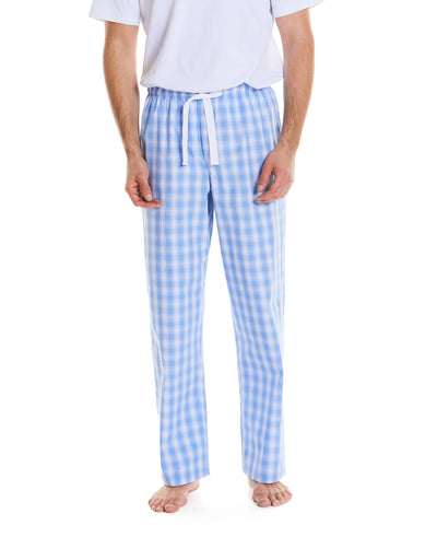 Men's Luxury Blue And White Check Cotton Lounge Pants