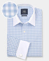 Blue White Cotton Gingham Check Classic Fit Winchester Formal Shirt - Double Cuff