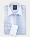 Blue White Cotton Gingham Check Classic Fit Winchester Formal Shirt - Double Cuff