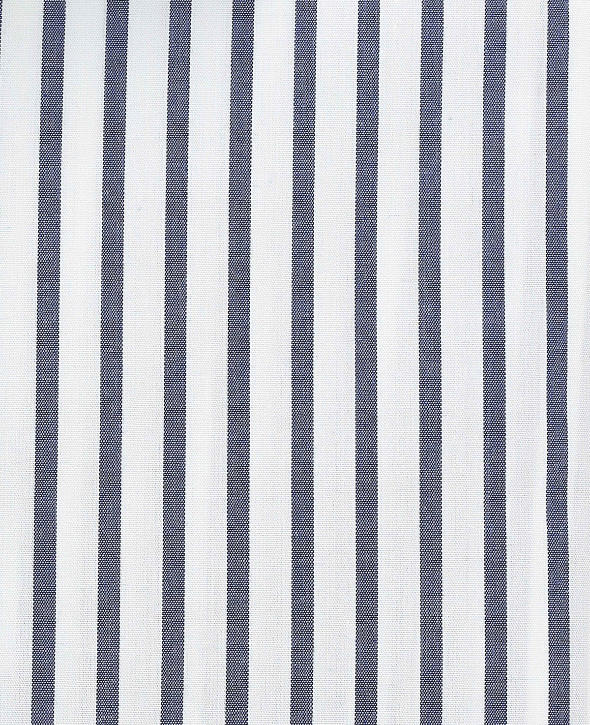 Men's Blue White Cotton Poplin Stripe Classic Fit Formal Shirt With Single Cuffs fabric detail