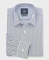 Blue White Cotton Poplin Stripe Classic Fit Formal Shirt - Single Cuff