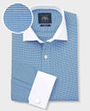 Blue White Cotton Puppytooth Slim Fit Winchester Formal Shirt - Double Cuff