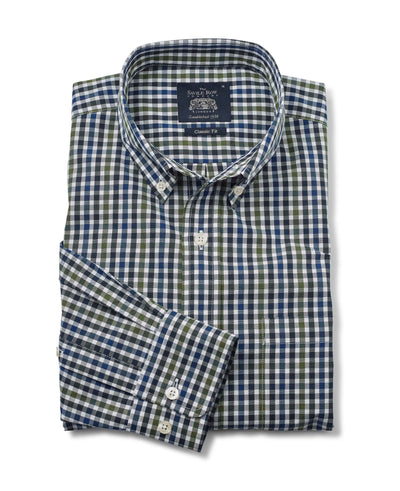 Blue White Khaki Check Button-Down Shirt   - 1403NBK