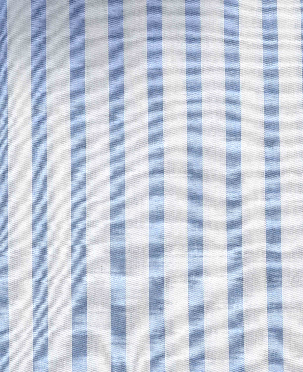 Men's Blue White Stripe Cotton Poplin Classic Fit Formal Shirt With Single Cuffs fabric detail