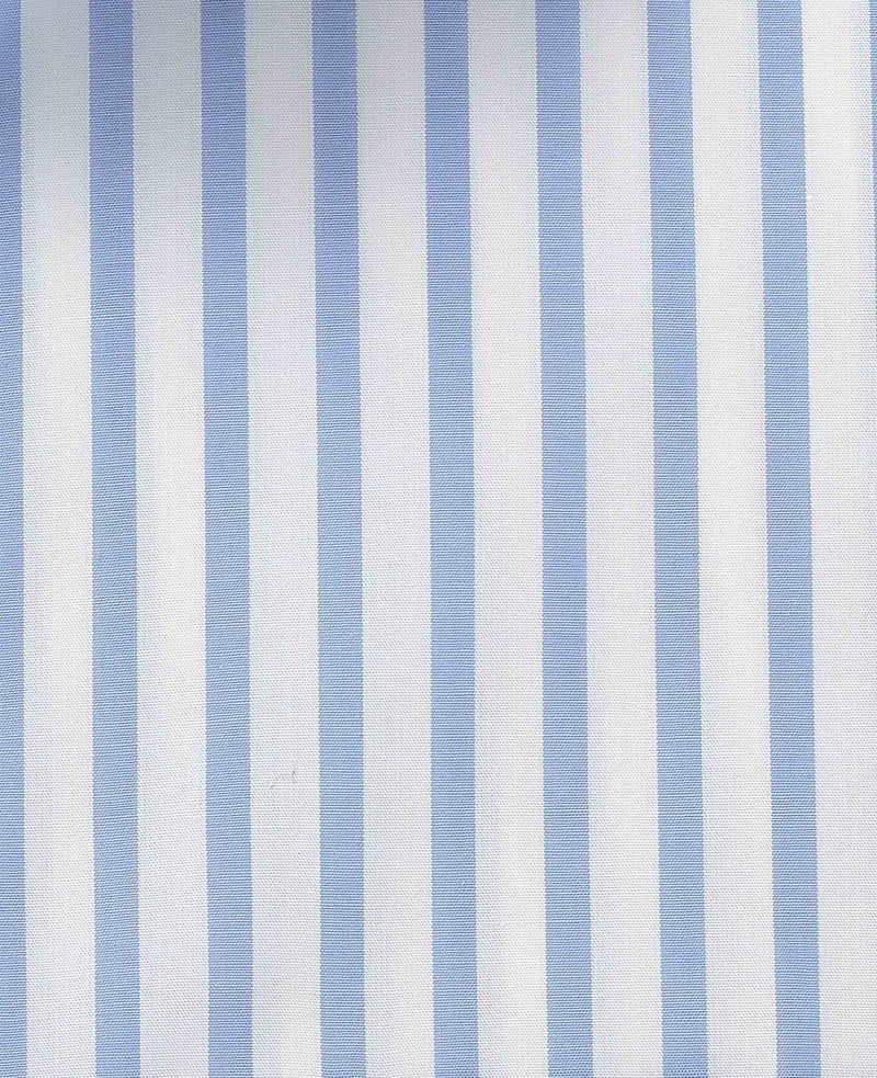 Blue White Stripe Cotton Poplin Classic Fit Formal Shirt - Single Cuff