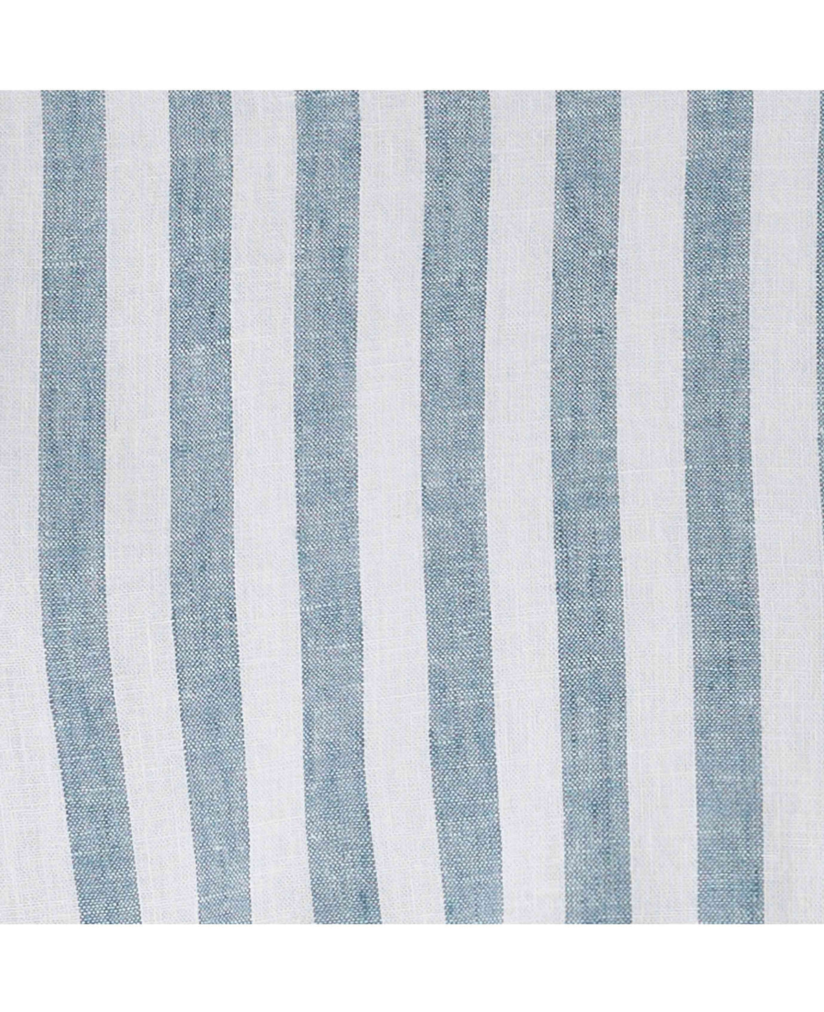 Men's Blue White Variegated Stripe Cotton Linen Classic Fit Button-Down Casual Shirt fabric detail