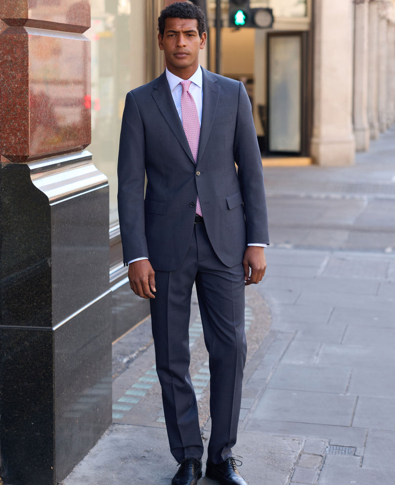 Bright Navy Wool Blend Tailored Suit