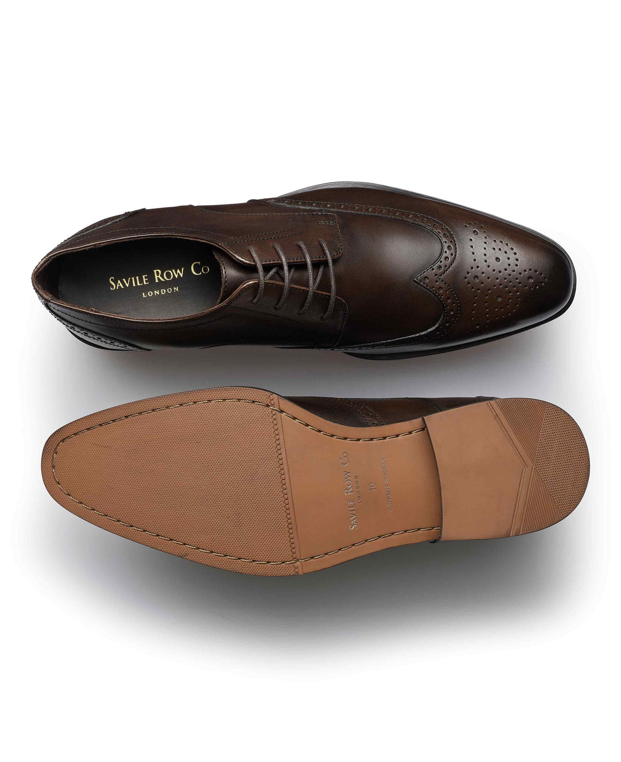 Brown Leather Brogue Derby Shoes overhead shot