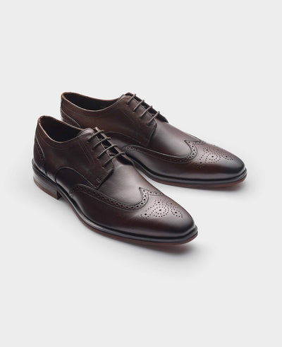 Brown Leather Brogue Derby Shoes side shot