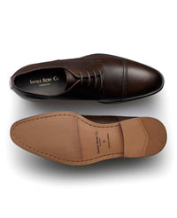 Brown Leather Capped Derby Shoes | Savile Row Company display picture 1