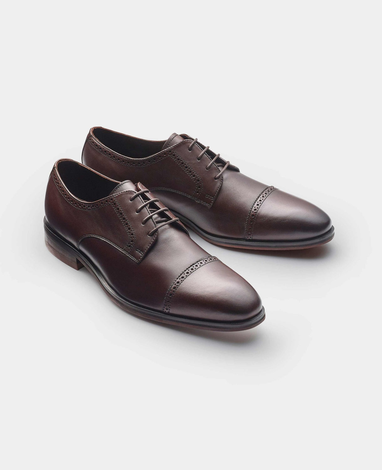 Brown Leather Capped Derby Shoes side shot
