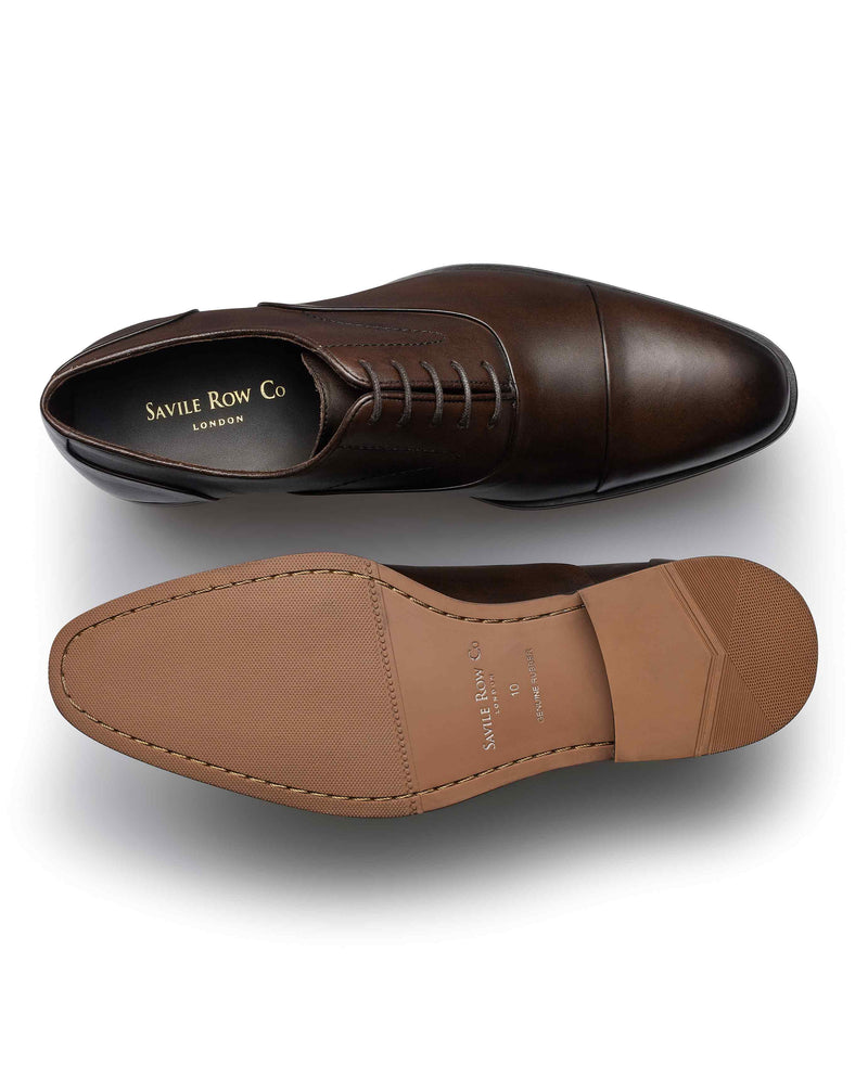 Brown Leather Capped Oxford Shoes overhead shot