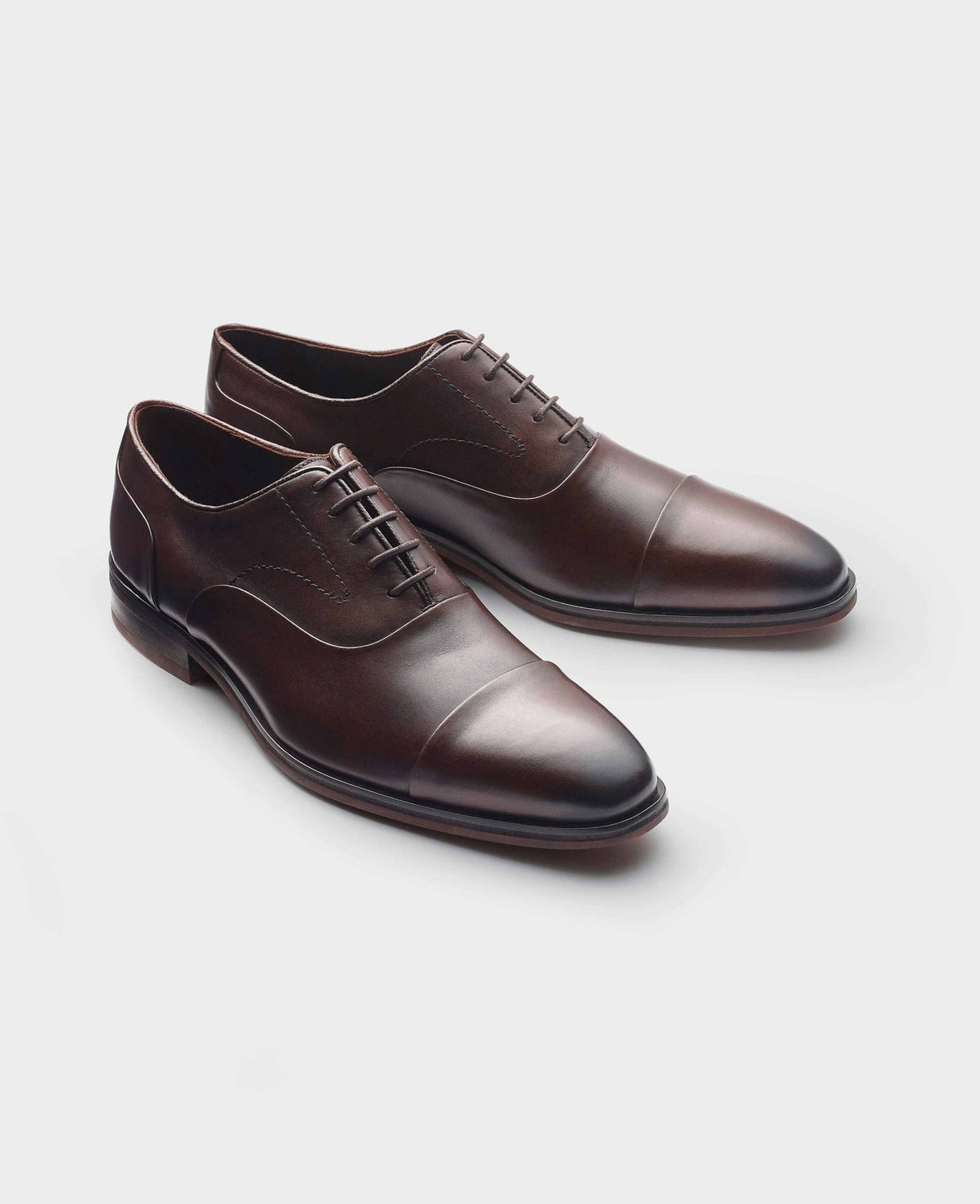 Brown Leather Capped Oxford Shoes side shot