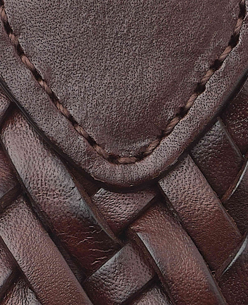 Men's Brown Plaited Leather Belt fabric detail