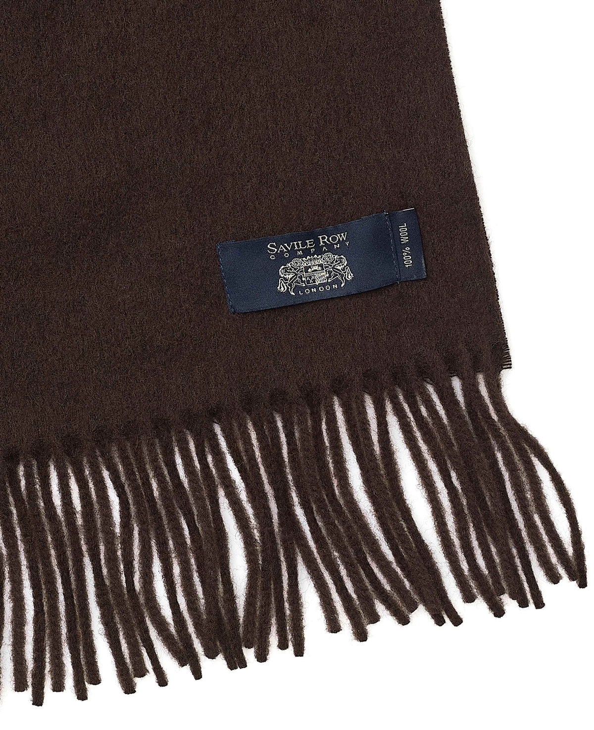 Brown Virgin Wool Fringed Scarf