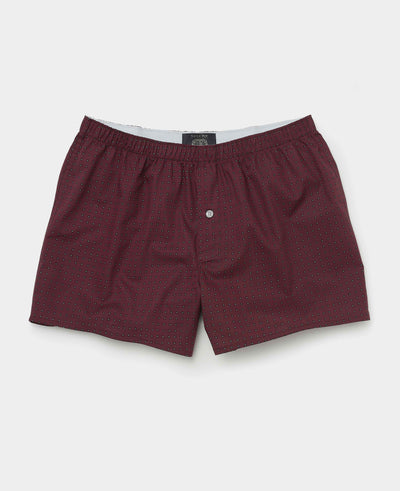 Burgundy Cotton Foulard Print Boxer Shorts