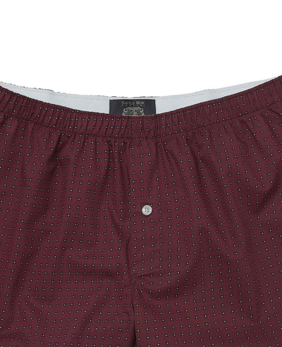 Burgundy Cotton Foulard Print Boxer Shorts