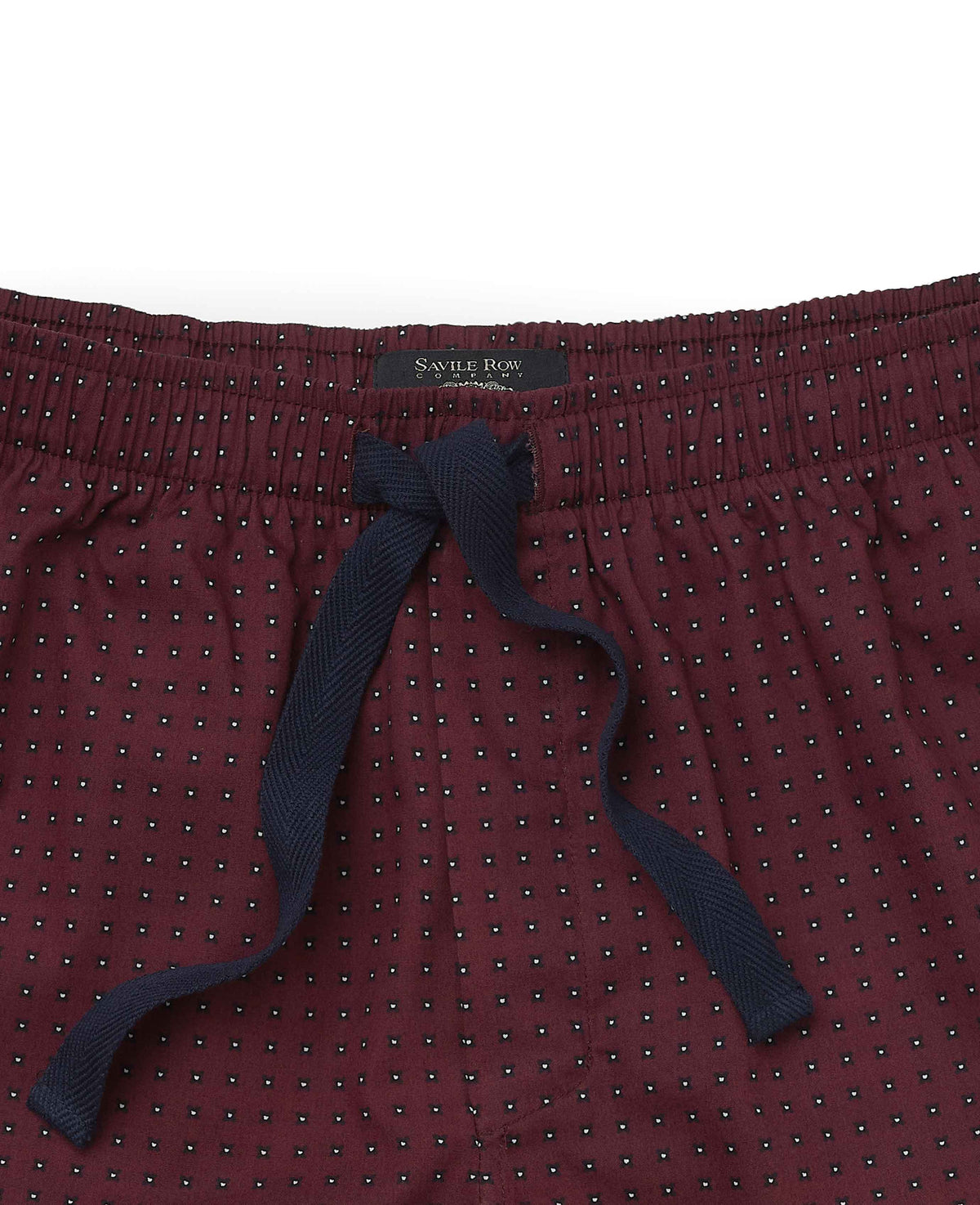 Burgundy Cotton Foulard Print Lounge Shorts