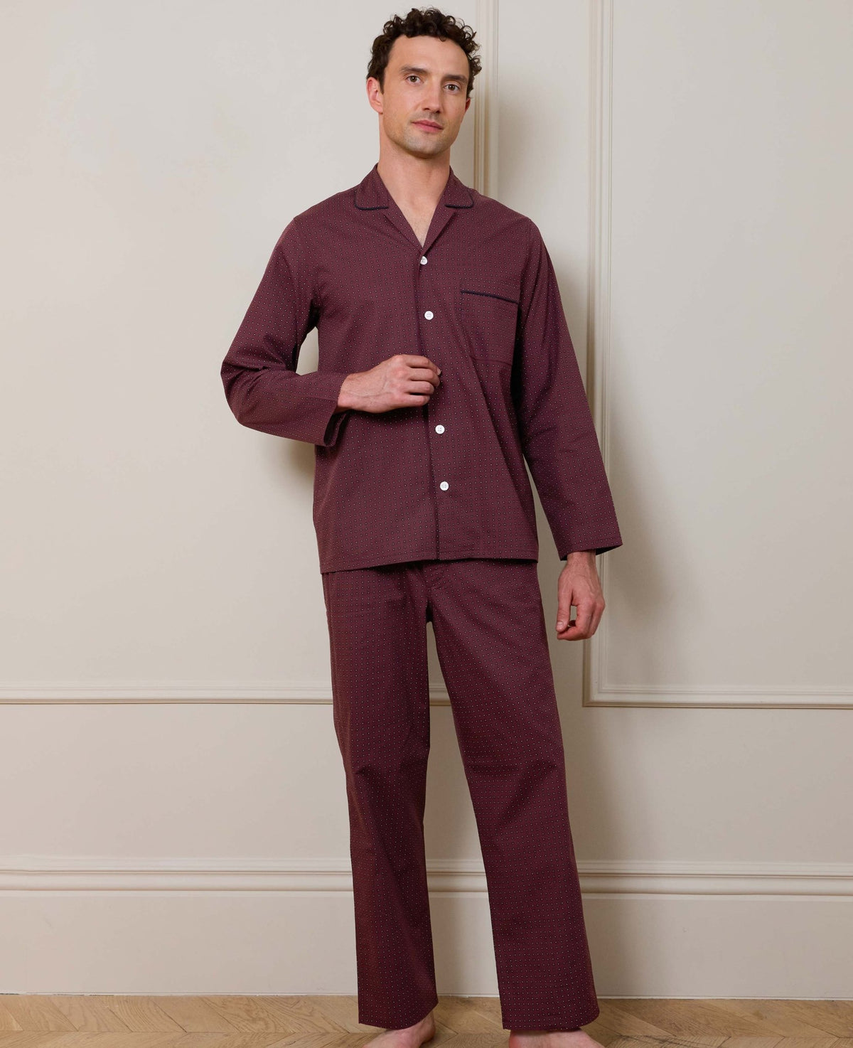 Burgundy Cotton Foulard Print Pyjamas