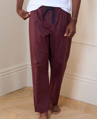 Burgundy Cotton Foulard Printed Lounge Pants