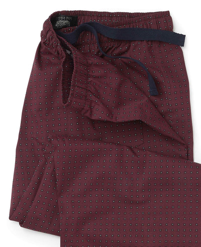 Men's Burgundy Cotton Foulard Printed Lounge Pants waist detail