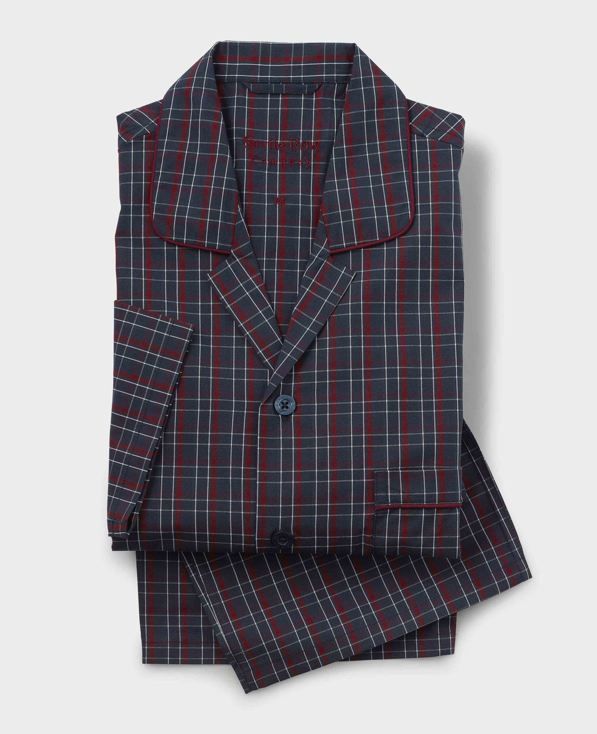 Men's Burgundy Cotton Window Check Pyjamas mannequin shot