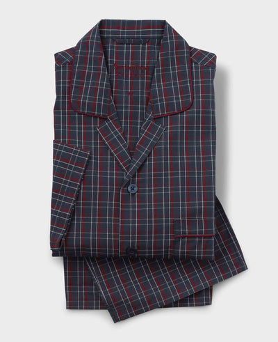 Burgundy Cotton Window Check Pyjamas