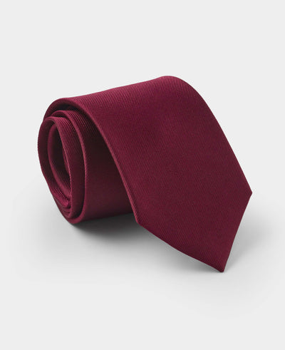 Men's Fine Twill Pure Silk Tie In Burgundy