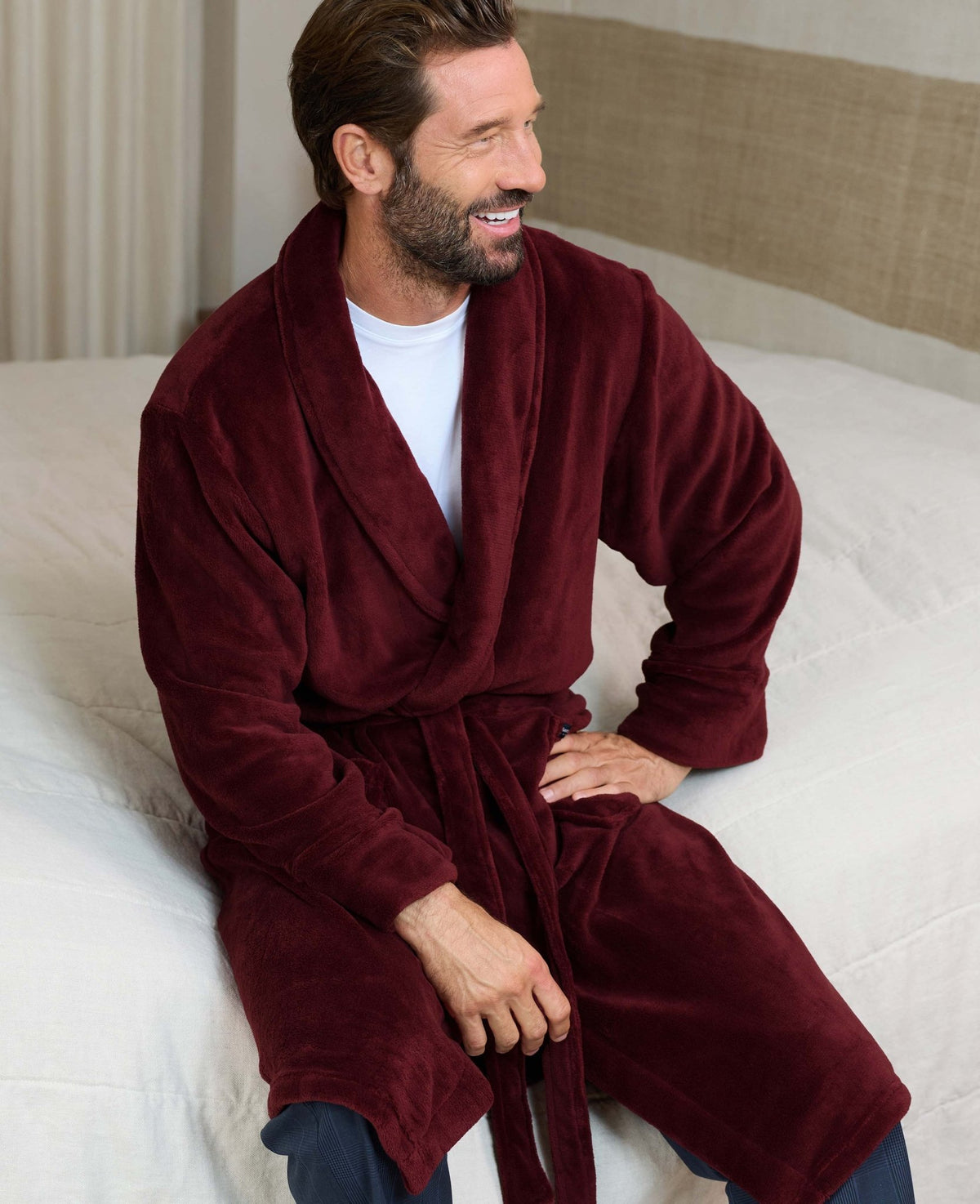 Burgundy Fleece Dressing Gown