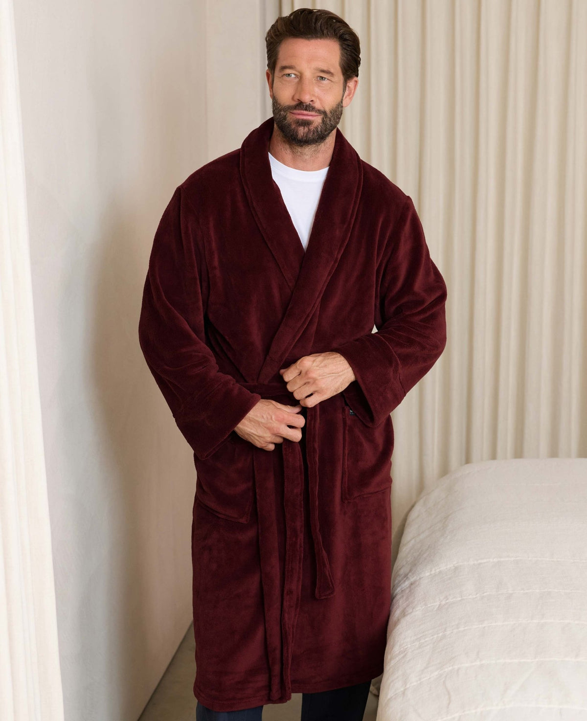 Burgundy Fleece Dressing Gown