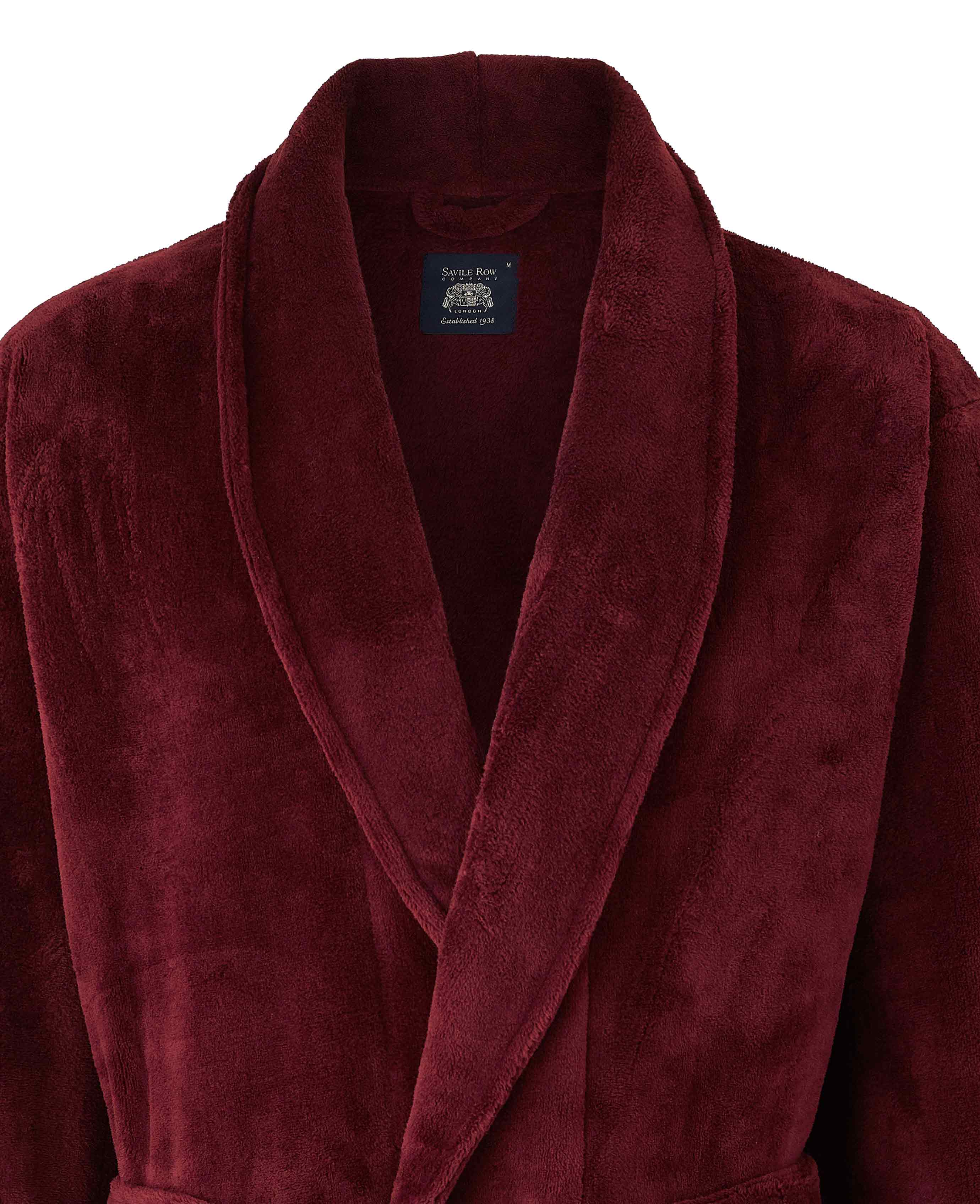 Men's Burgundy Fleece Dressing Gown