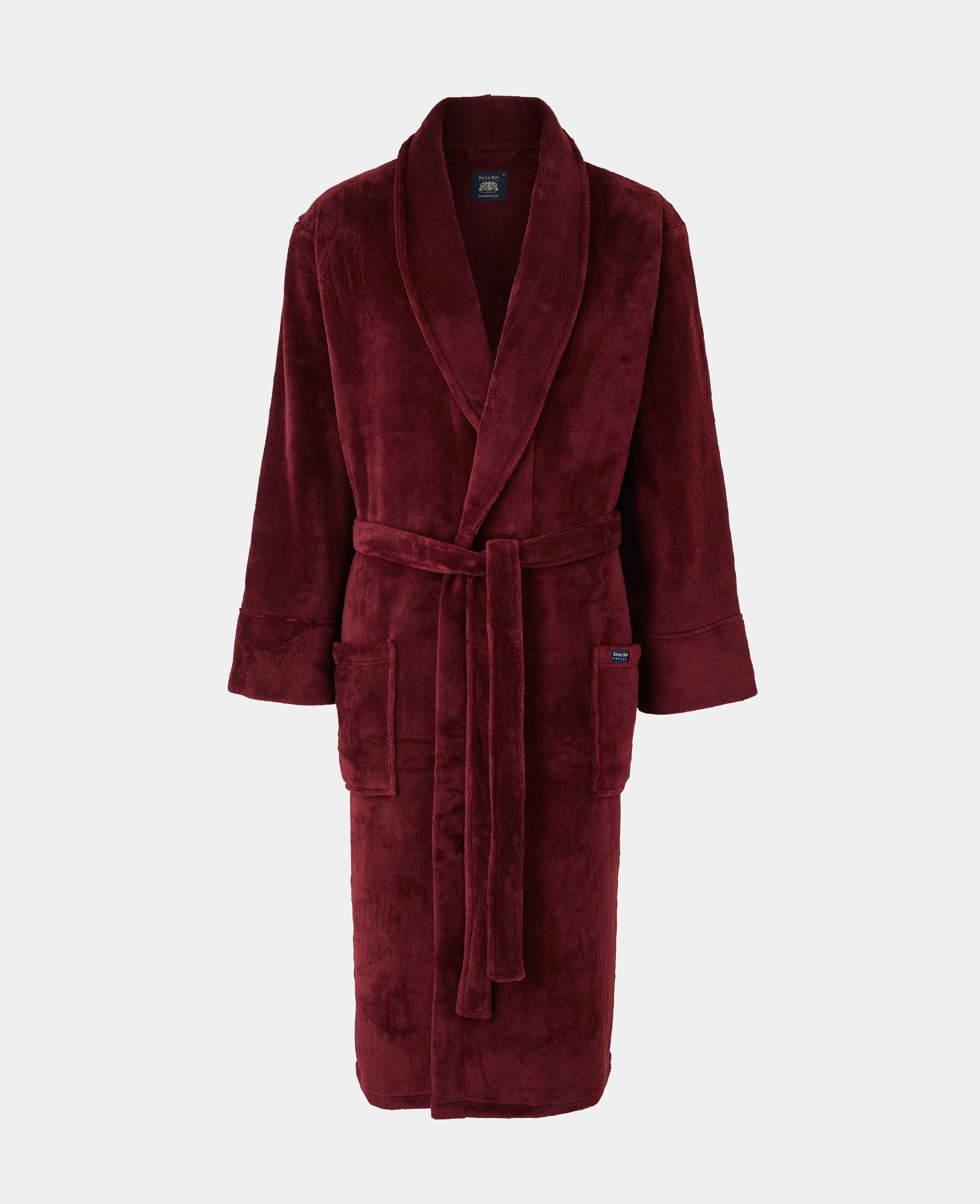 Men s Burgundy Fleece Dressing Gown Savile Row Company