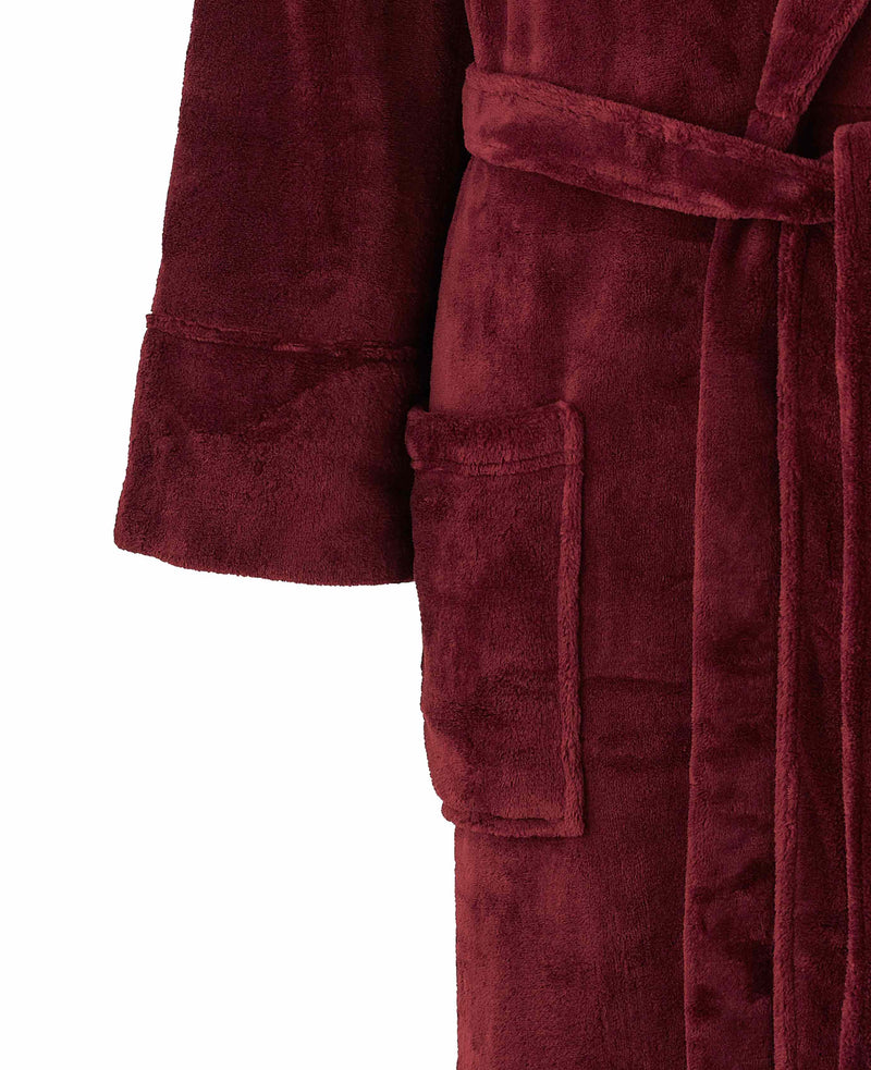 Burgundy Fleece Dressing Gown Pocket Details