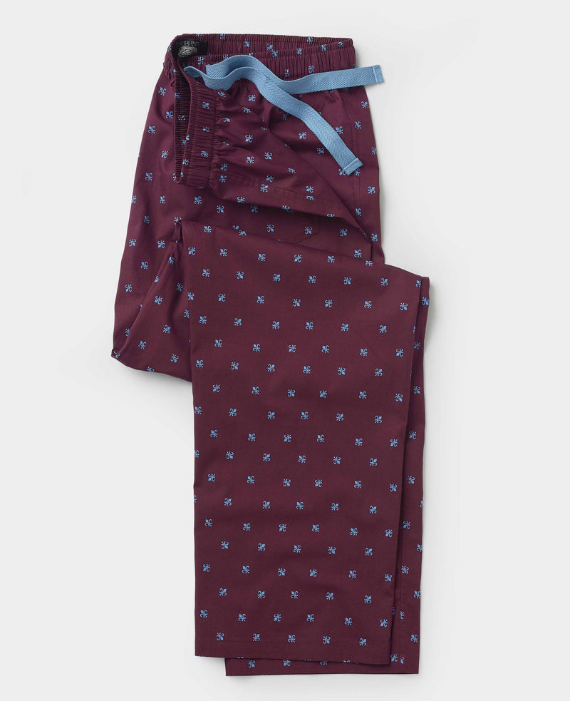 Burgundy Fleur-De-Lys Cotton Lounge Pants