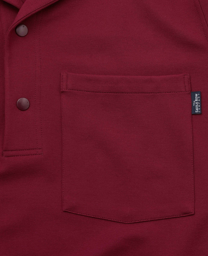 Burgundy Half Button Collared Sweatshirt Pocket Detail Shot