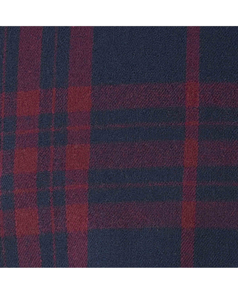 Burgundy Navy Brushed Cotton Check Classic Fit Button-Down Casual Shirt