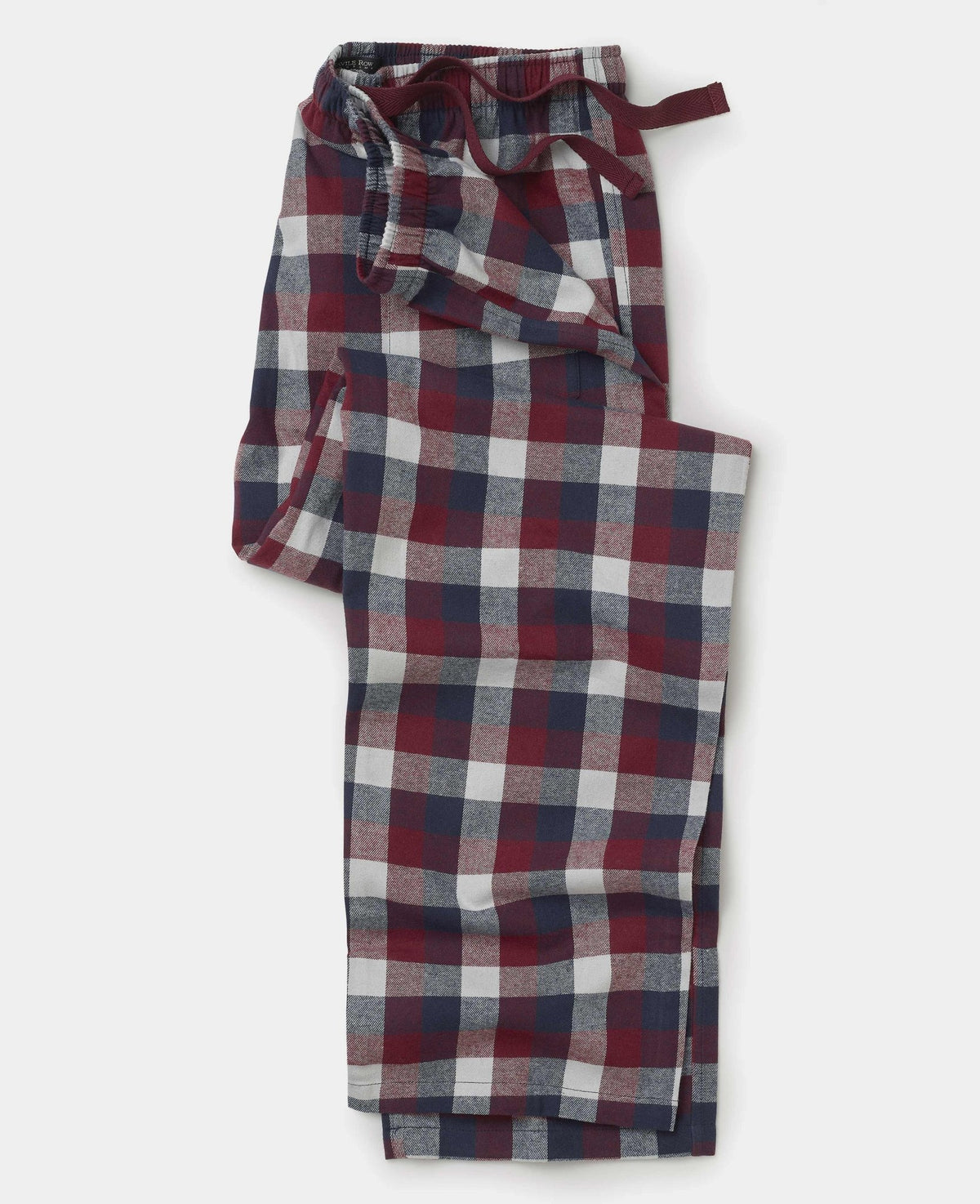 Burgundy Navy Brushed Cotton Twill Check Lounge Pants