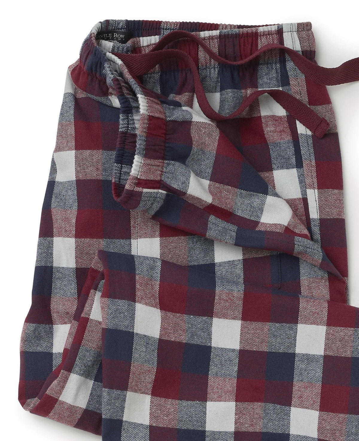 Burgundy Navy Brushed Cotton Twill Check Lounge Pants