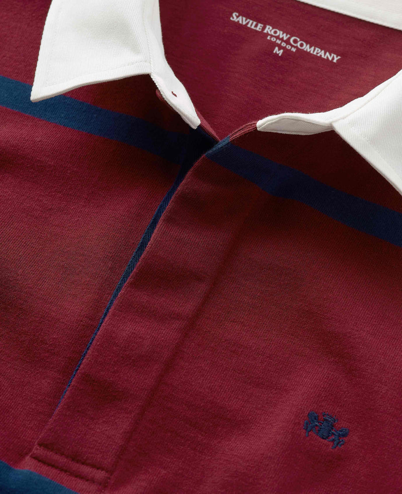 burgundy navy stripe heavyweight cotton jersey rugby shirt mpl016pdm detail