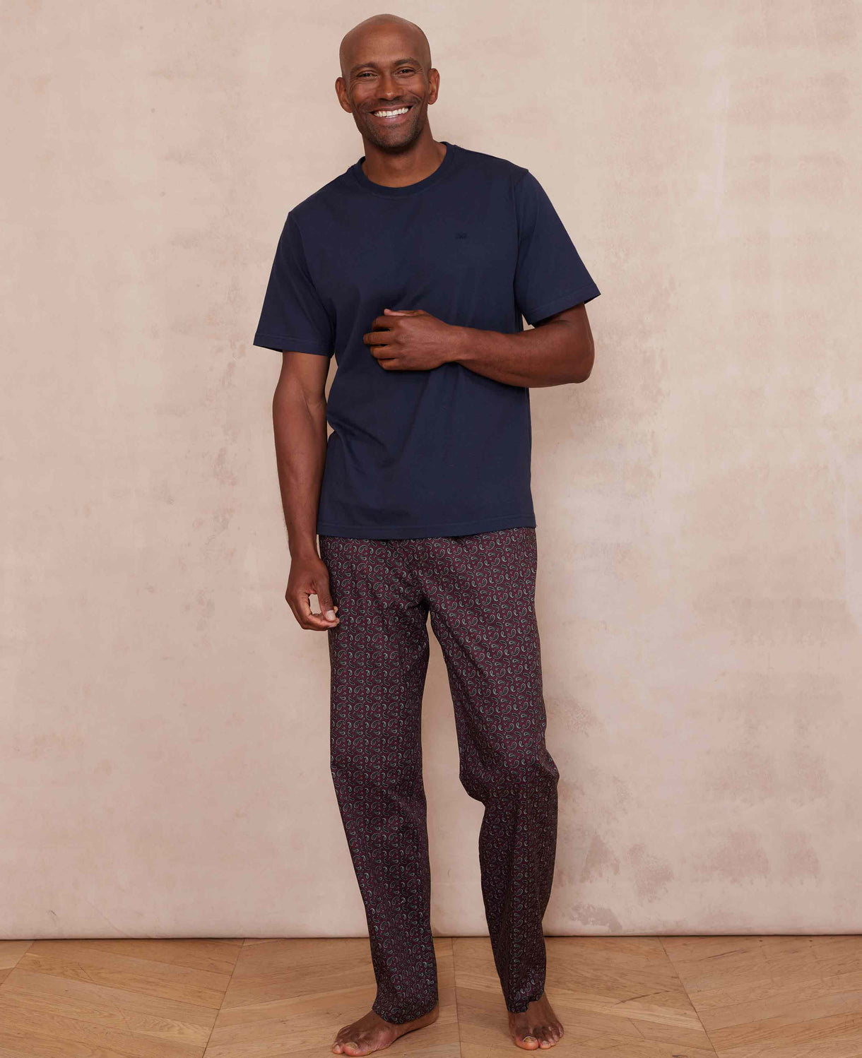 burgundy paisley cotton lounge pants mlp1138bug model image 2