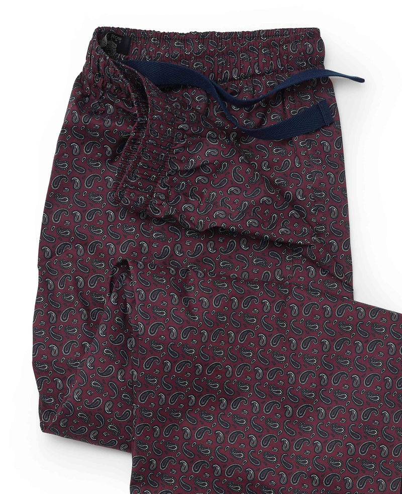 Burgundy Paisley Cotton Lounge Pants